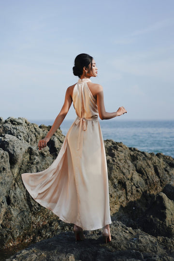Selena Halter Silk Dress