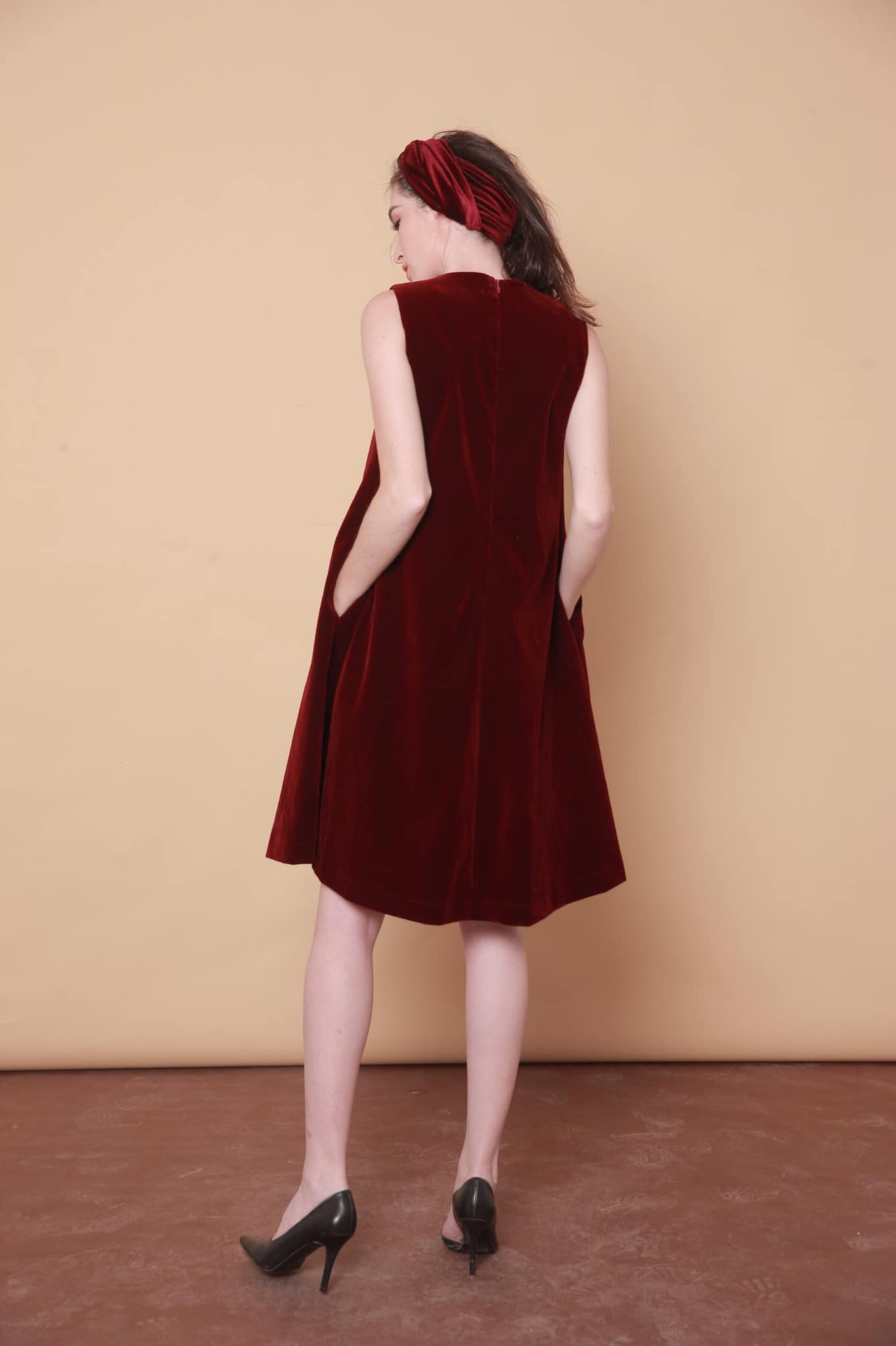 Cindy Dress - V Neck Velvet Dress.