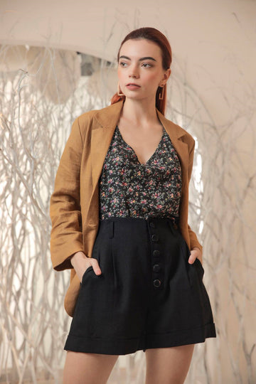 High Waisted Linen Shorts