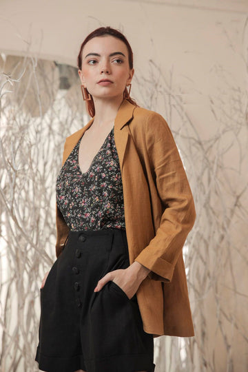 High Waisted Linen Shorts