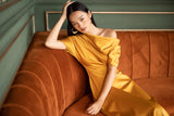 Vasia Dress - Asymmetric Shoulder Off Draped Dress