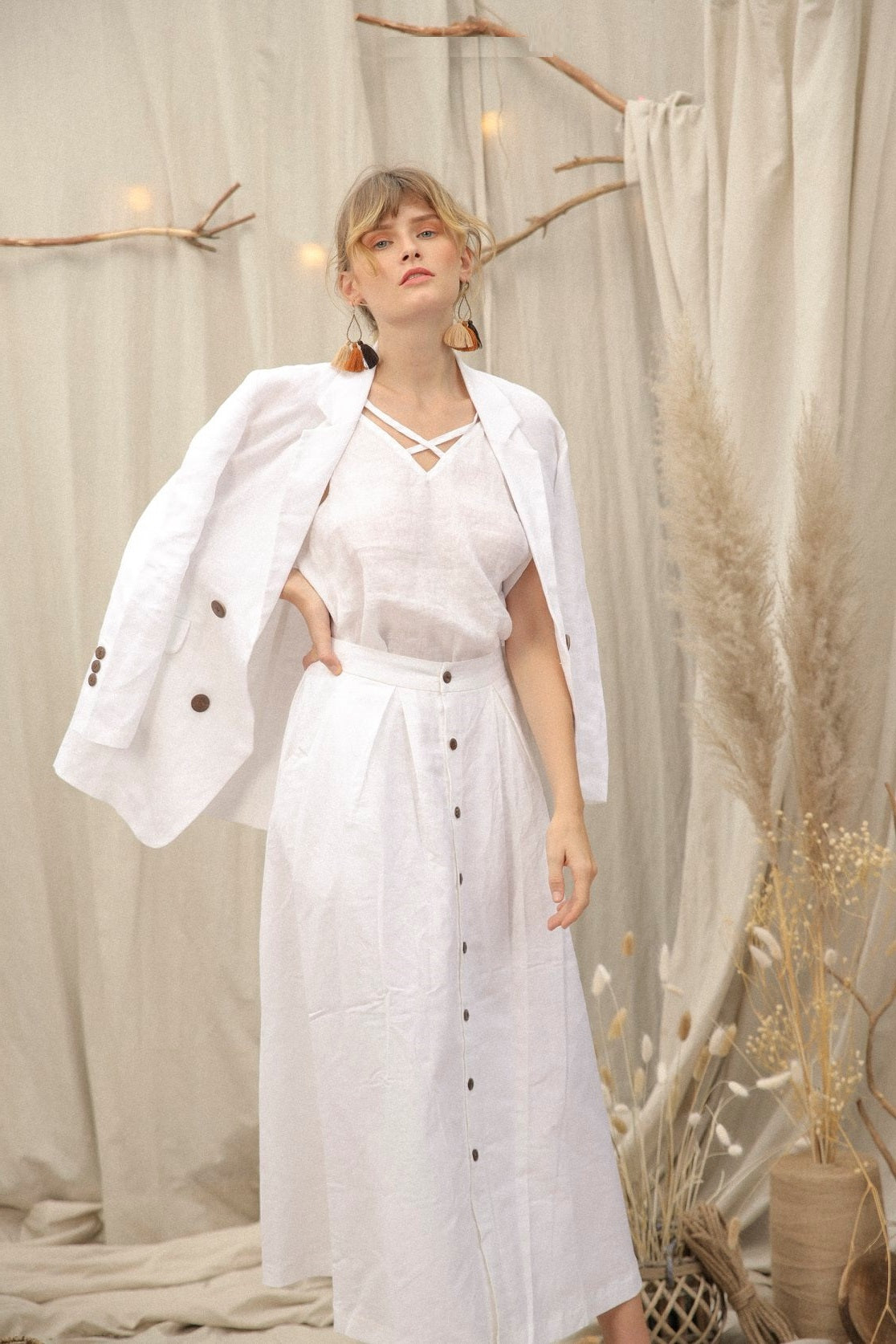 Liesel Linen Midi Skirt