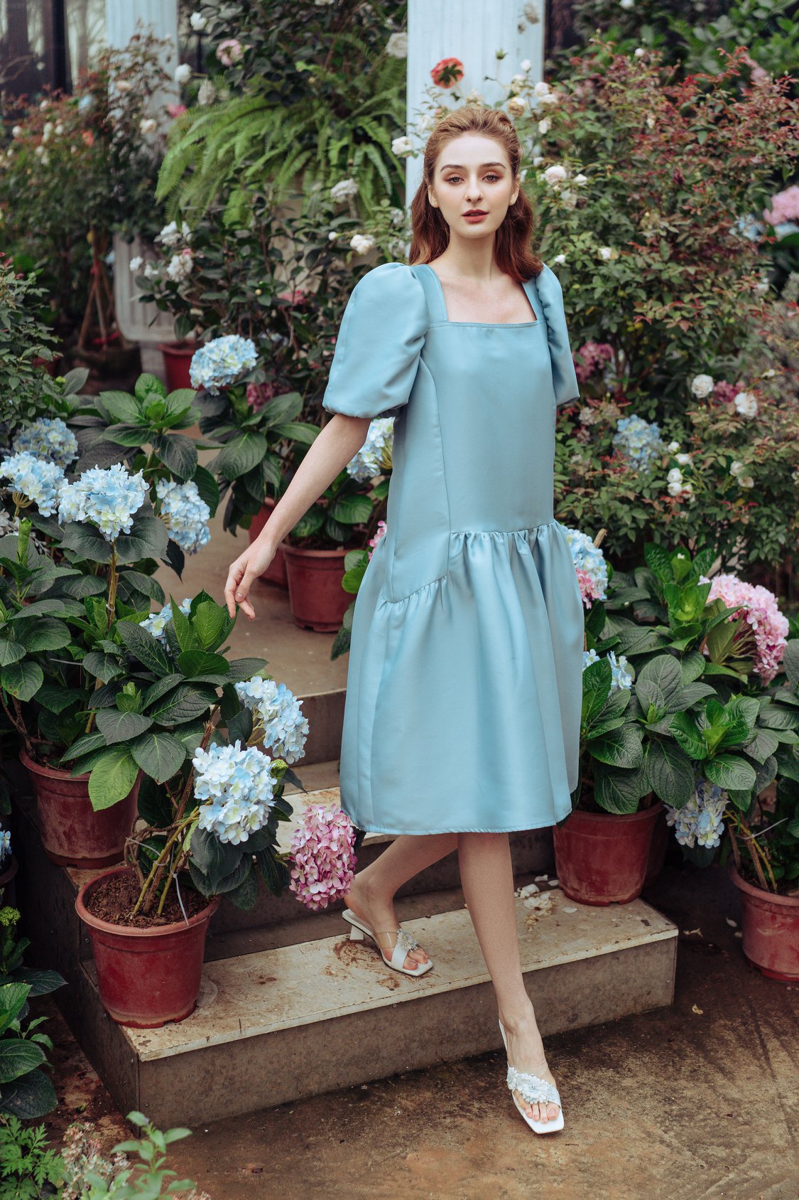 Birgitte Drop Waist Taffeta Dress VAST Birgitte Drop Waist Taffeta Dress VAST