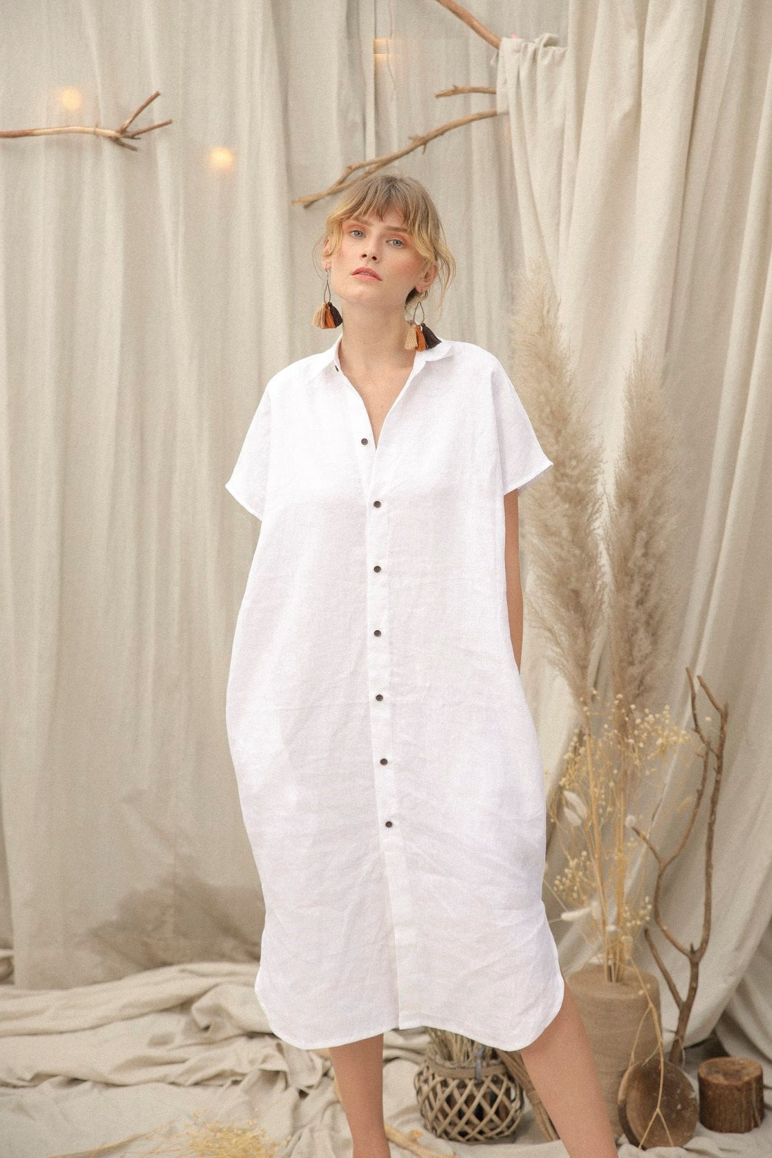 Bella Dress - Oversize Linen Shirt Dress