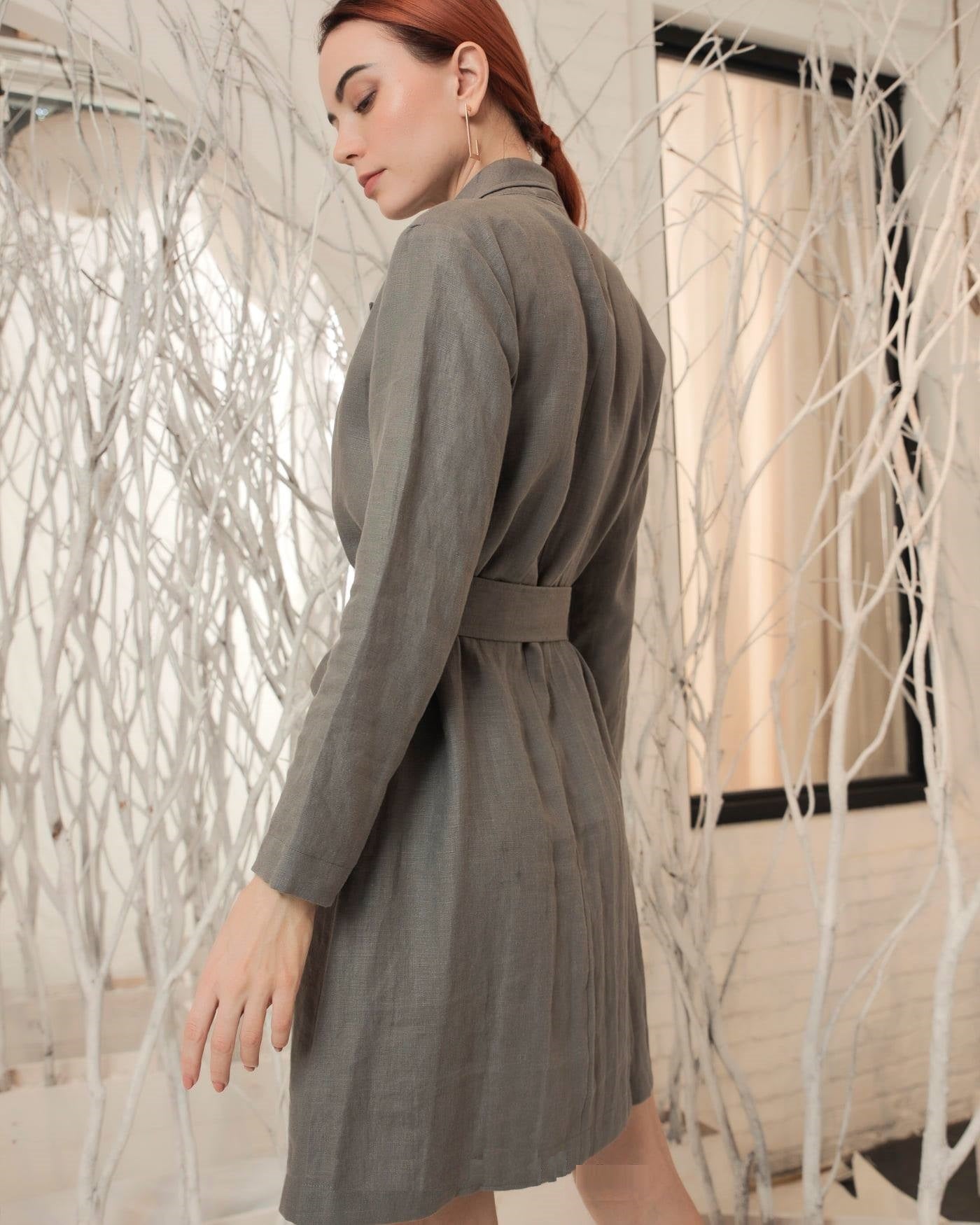 Stacy Double-breasted Linen Coat