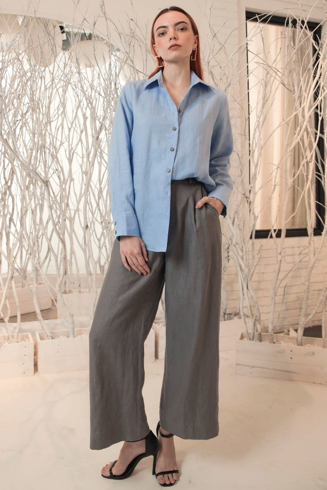 Lyla Straight-leg Tailored Linen Trousers - High-rise Linen Pants