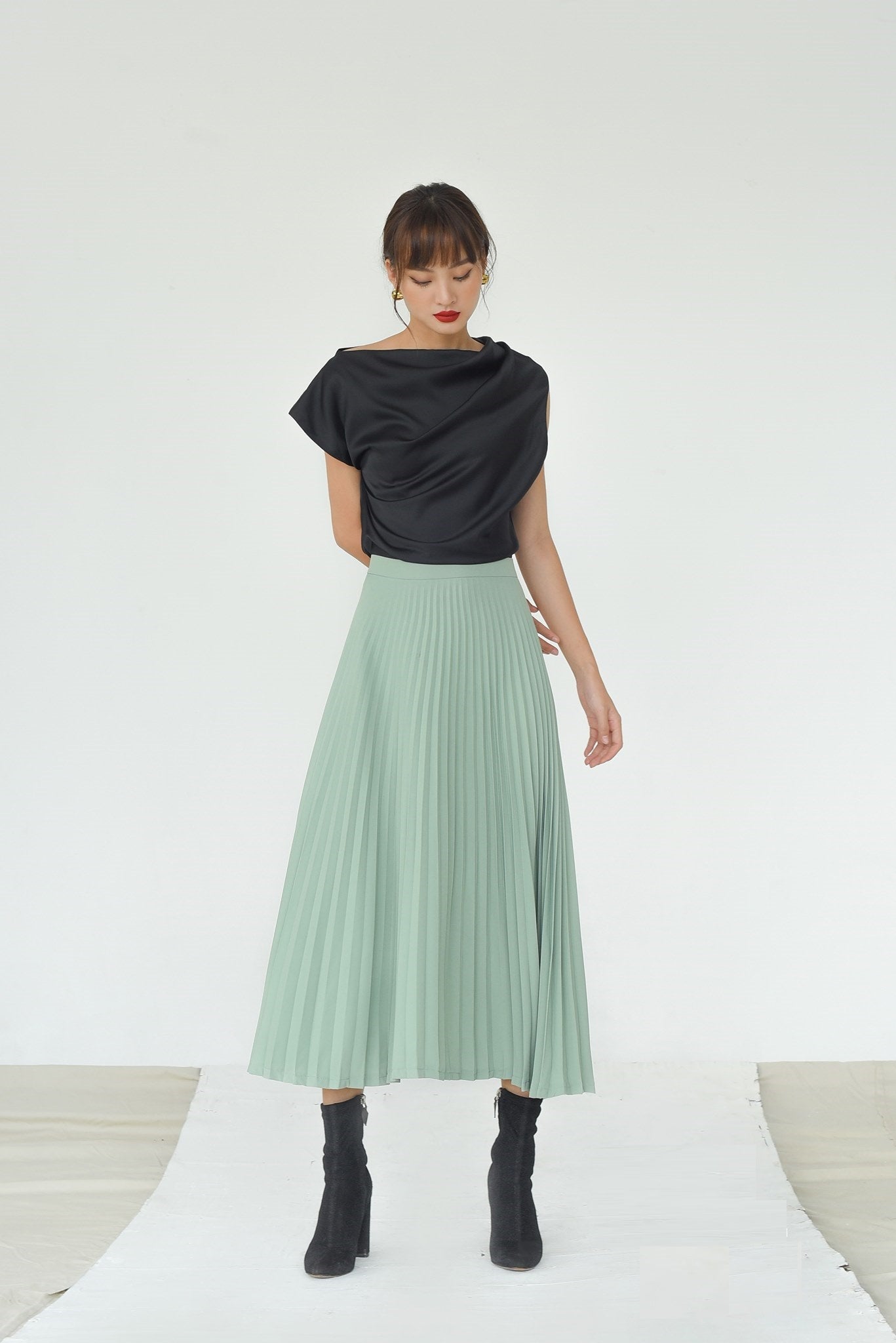 Meghan Pleated Silk Skirt