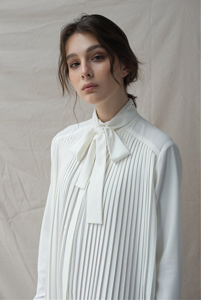 Kaitlyn Pleated Silk Shirt Dress – VAST