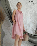 Abigail Linen Dress - Sleeveless Shirtdress